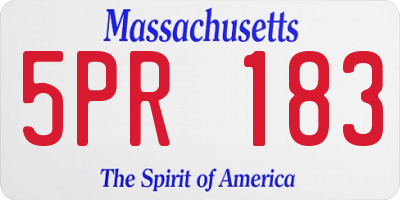 MA license plate 5PR183
