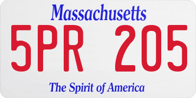MA license plate 5PR205
