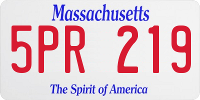 MA license plate 5PR219