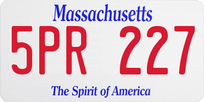 MA license plate 5PR227