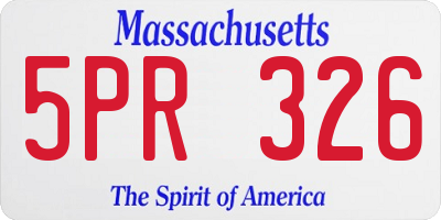 MA license plate 5PR326