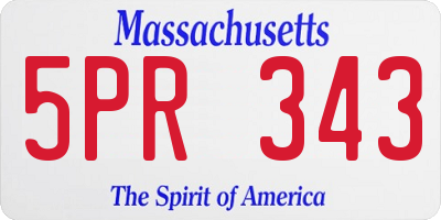 MA license plate 5PR343