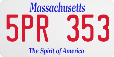 MA license plate 5PR353