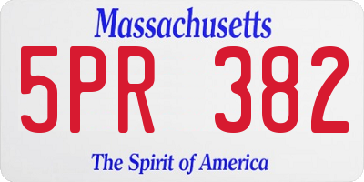 MA license plate 5PR382