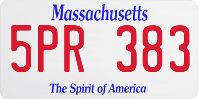 MA license plate 5PR383