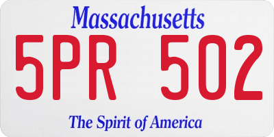 MA license plate 5PR502