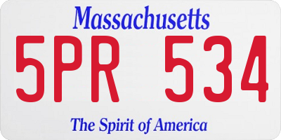 MA license plate 5PR534