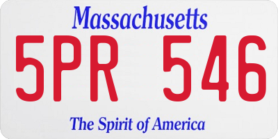 MA license plate 5PR546