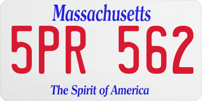 MA license plate 5PR562