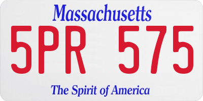 MA license plate 5PR575