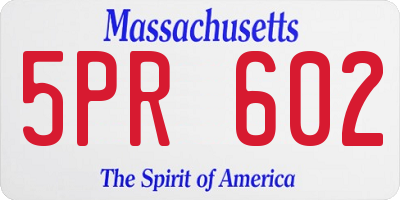 MA license plate 5PR602
