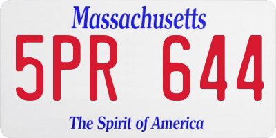 MA license plate 5PR644