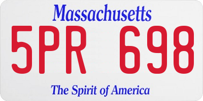 MA license plate 5PR698