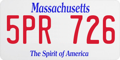 MA license plate 5PR726
