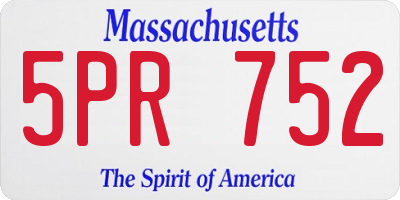 MA license plate 5PR752