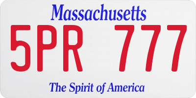MA license plate 5PR777
