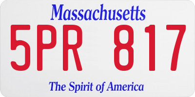 MA license plate 5PR817