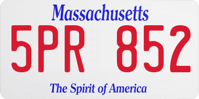 MA license plate 5PR852