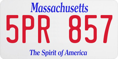 MA license plate 5PR857