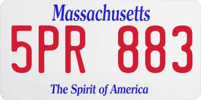 MA license plate 5PR883