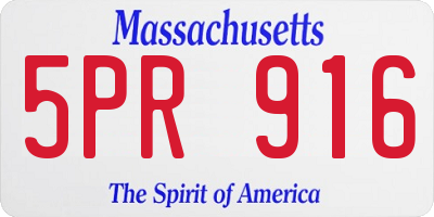MA license plate 5PR916