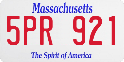 MA license plate 5PR921