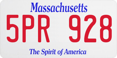 MA license plate 5PR928