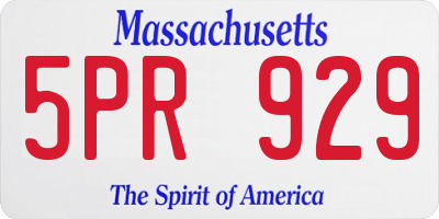 MA license plate 5PR929