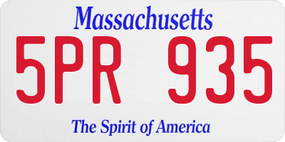 MA license plate 5PR935