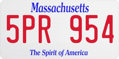 MA license plate 5PR954