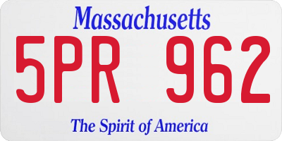 MA license plate 5PR962