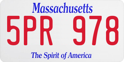 MA license plate 5PR978