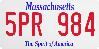 MA license plate 5PR984