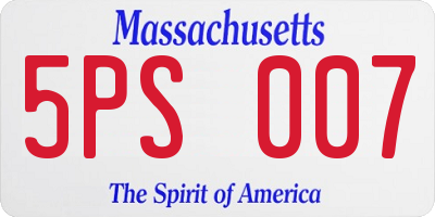 MA license plate 5PS007