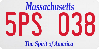 MA license plate 5PS038