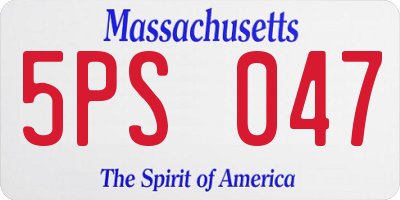 MA license plate 5PS047