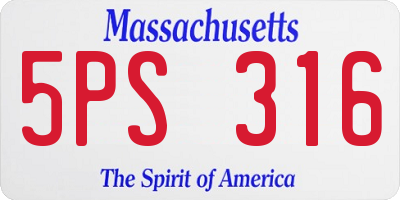 MA license plate 5PS316