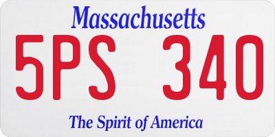 MA license plate 5PS340