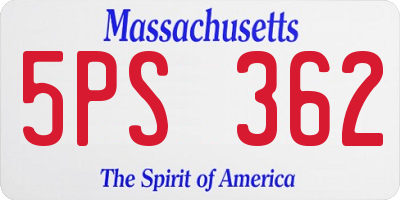 MA license plate 5PS362