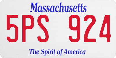 MA license plate 5PS924