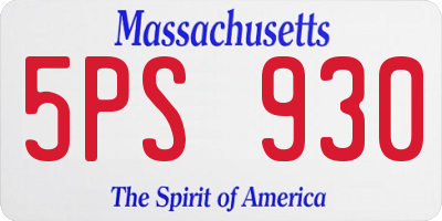 MA license plate 5PS930