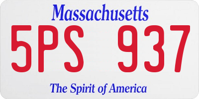MA license plate 5PS937