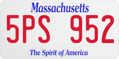 MA license plate 5PS952