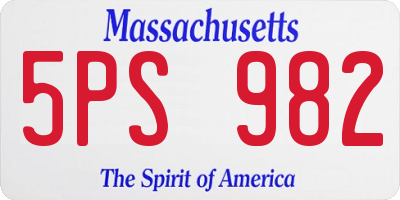 MA license plate 5PS982