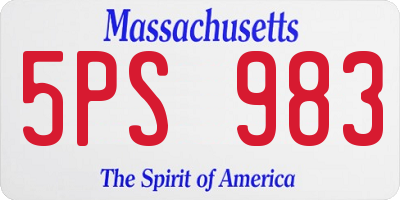 MA license plate 5PS983
