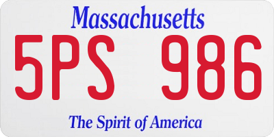 MA license plate 5PS986