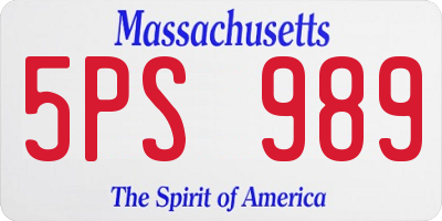 MA license plate 5PS989