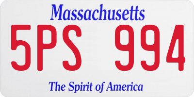 MA license plate 5PS994