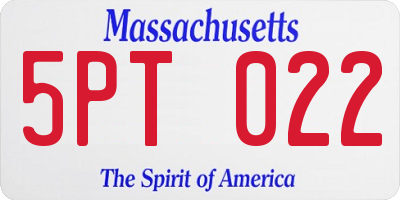 MA license plate 5PT022