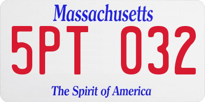 MA license plate 5PT032